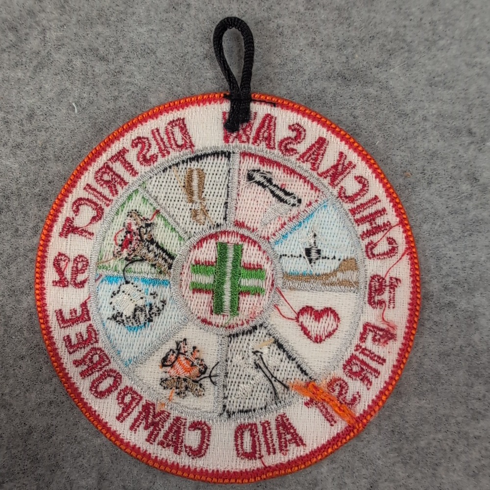 Chickasaw District First Aid Camporee 1992 Boy Scout Patch with Loop 4" - Picture 2 of 2